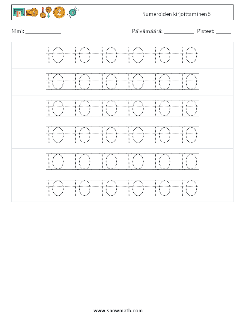 Numeroiden kirjoittaminen 5 Matematiikan laskentataulukot 18