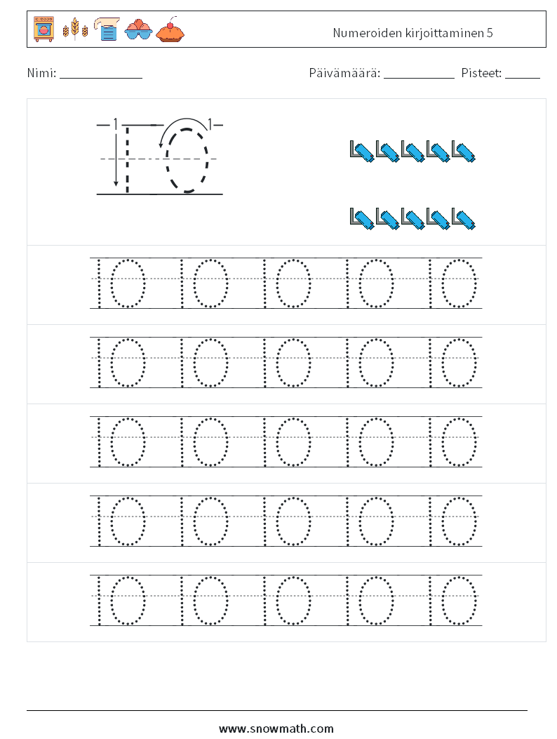 Numeroiden kirjoittaminen 5 Matematiikan laskentataulukot 21