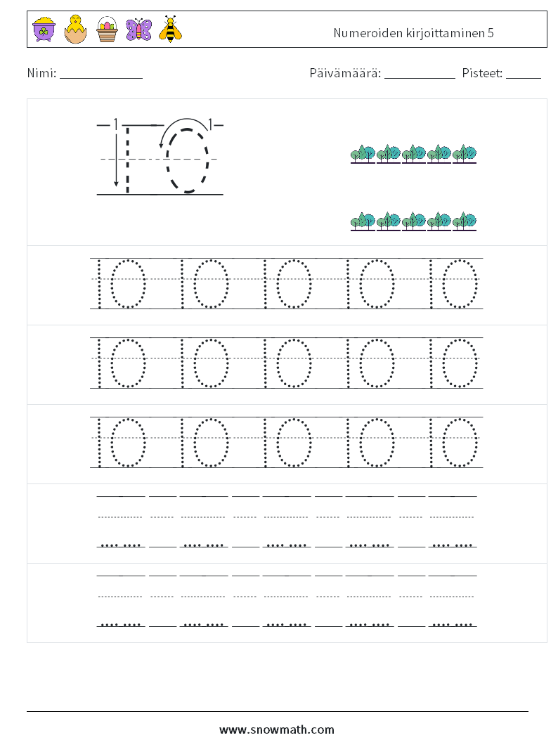 Numeroiden kirjoittaminen 5 Matematiikan laskentataulukot 23