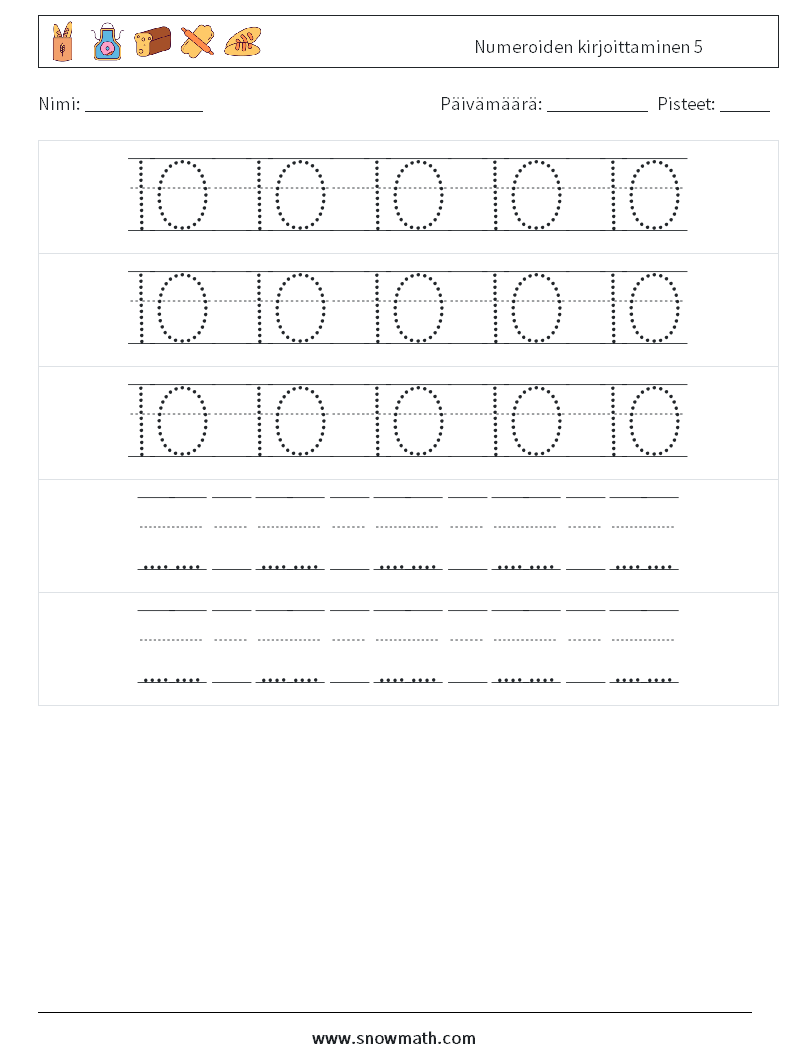 Numeroiden kirjoittaminen 5 Matematiikan laskentataulukot 24