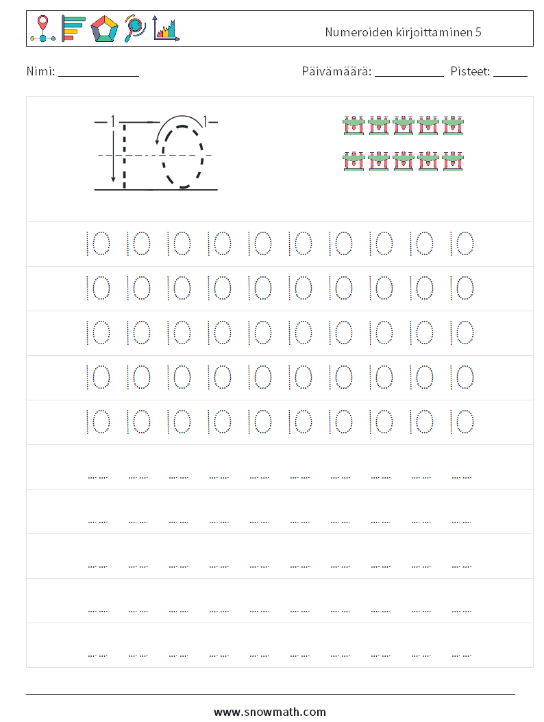 Numeroiden kirjoittaminen 5 Matematiikan laskentataulukot 3