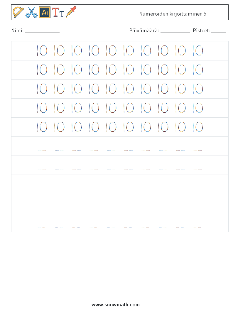 Numeroiden kirjoittaminen 5 Matematiikan laskentataulukot 4