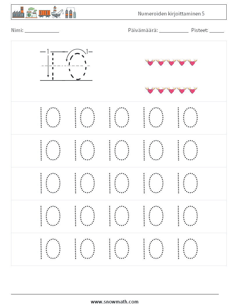 Numeroiden kirjoittaminen 5 Matematiikan laskentataulukot 9