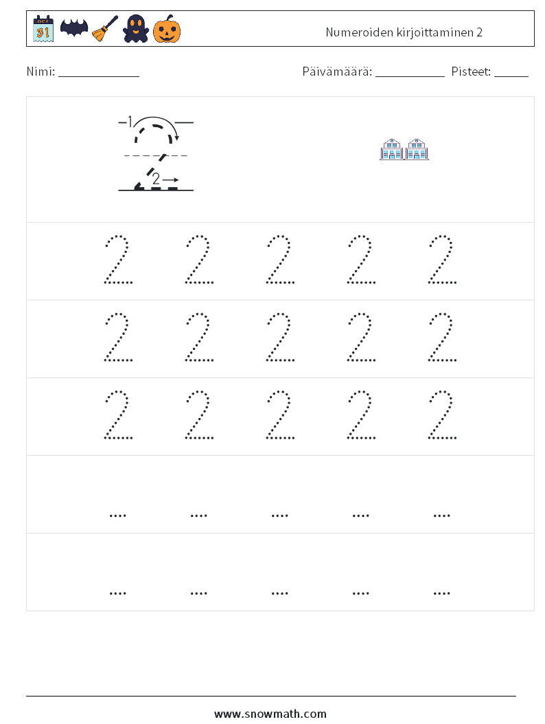 Numeroiden kirjoittaminen 2 Matematiikan laskentataulukot 11