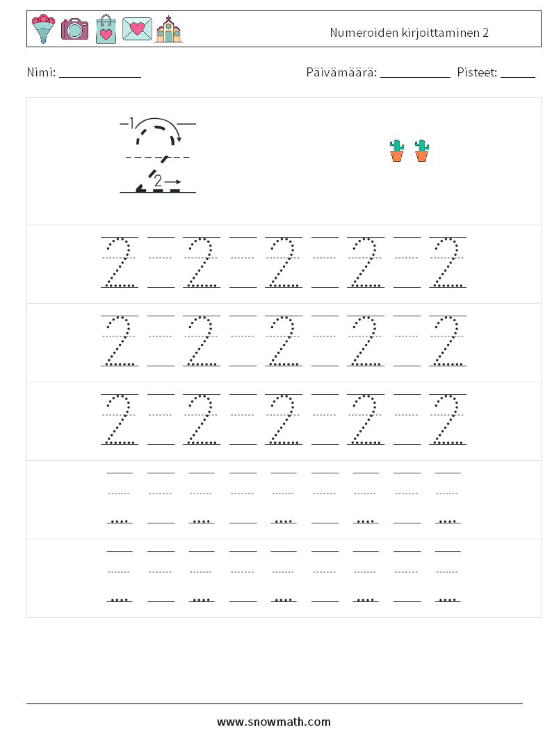 Numeroiden kirjoittaminen 2 Matematiikan laskentataulukot 23