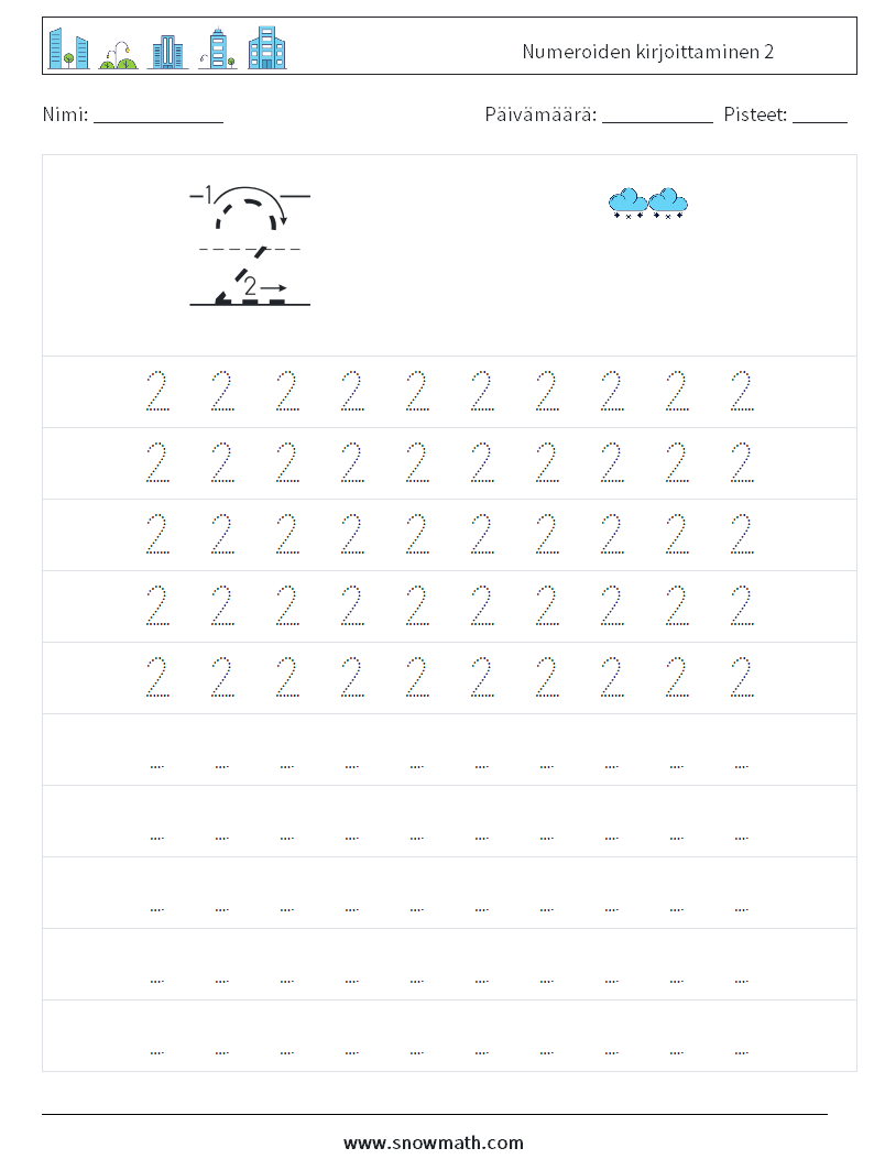 Numeroiden kirjoittaminen 2 Matematiikan laskentataulukot 3