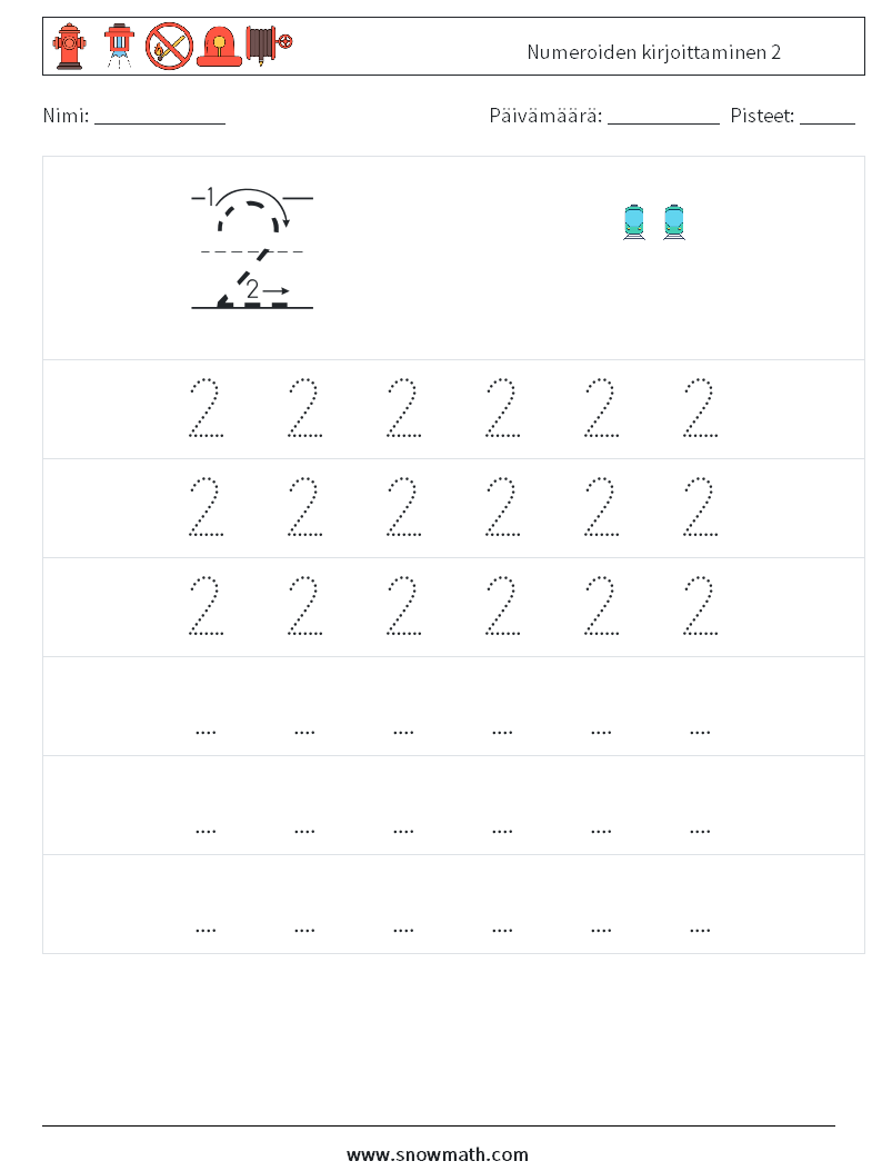 Numeroiden kirjoittaminen 2 Matematiikan laskentataulukot 7