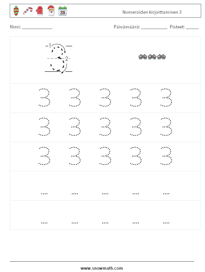 Numeroiden kirjoittaminen 3 Matematiikan laskentataulukot 11