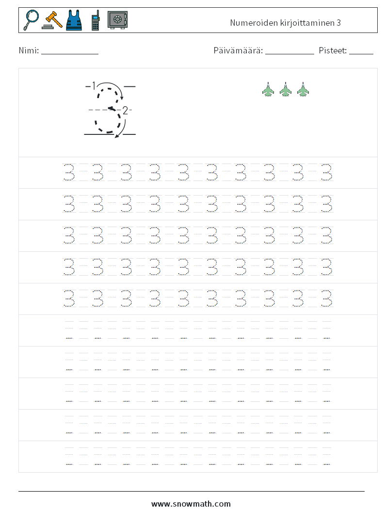 Numeroiden kirjoittaminen 3 Matematiikan laskentataulukot 15