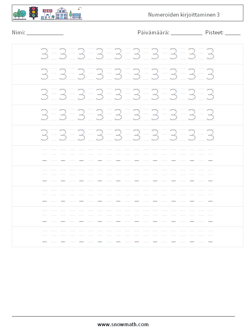 Numeroiden kirjoittaminen 3 Matematiikan laskentataulukot 16