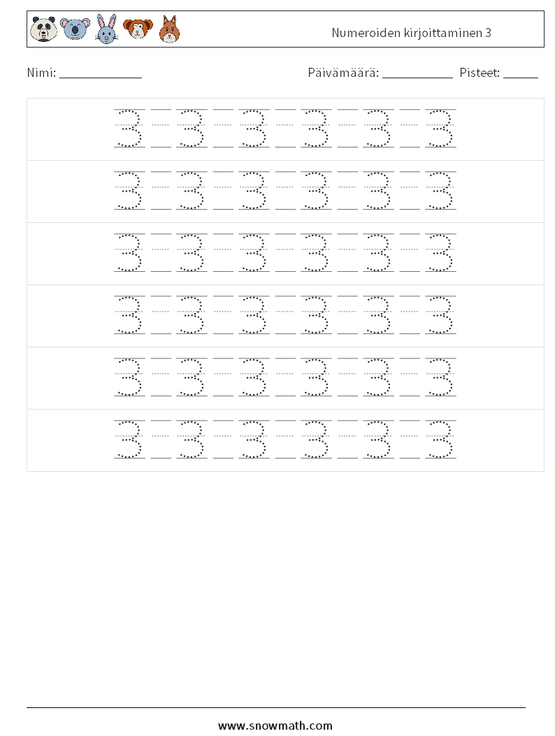 Numeroiden kirjoittaminen 3 Matematiikan laskentataulukot 18