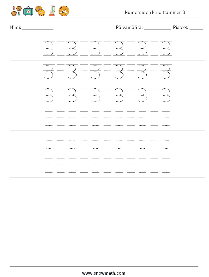 Numeroiden kirjoittaminen 3 Matematiikan laskentataulukot 20