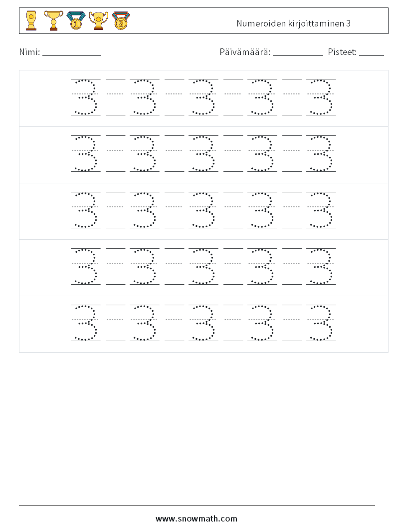 Numeroiden kirjoittaminen 3 Matematiikan laskentataulukot 22