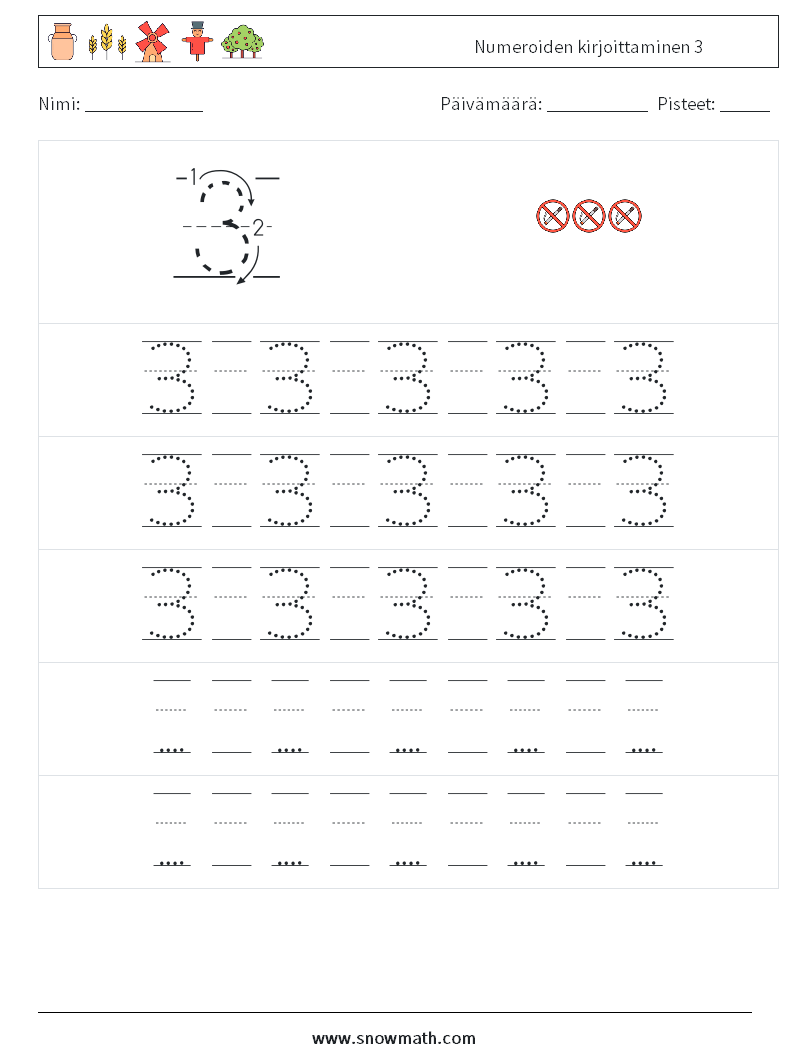 Numeroiden kirjoittaminen 3 Matematiikan laskentataulukot 23