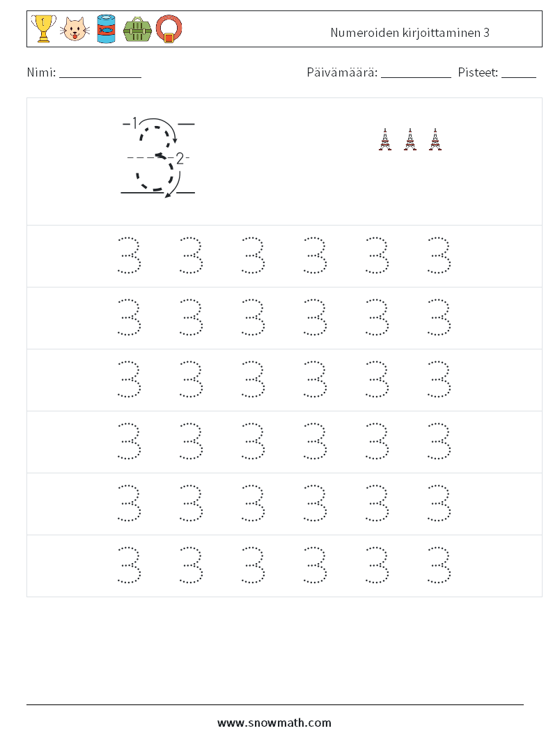 Numeroiden kirjoittaminen 3 Matematiikan laskentataulukot 5