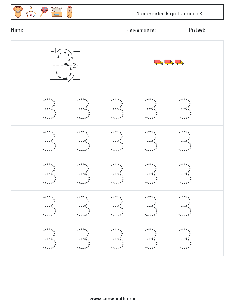 Numeroiden kirjoittaminen 3 Matematiikan laskentataulukot 9