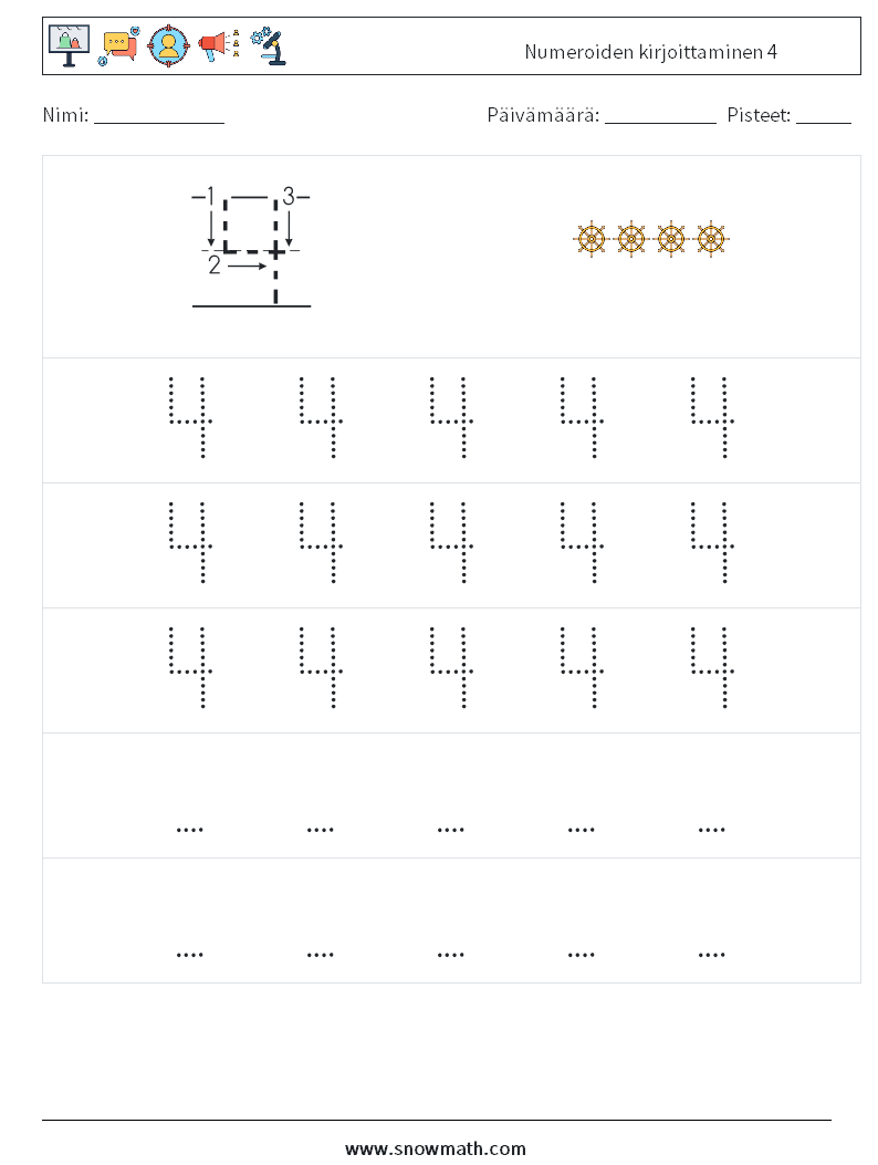 Numeroiden kirjoittaminen 4 Matematiikan laskentataulukot 11