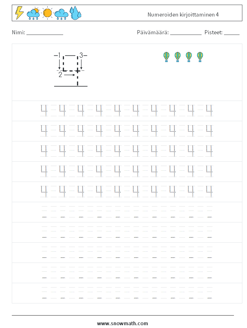 Numeroiden kirjoittaminen 4 Matematiikan laskentataulukot 15