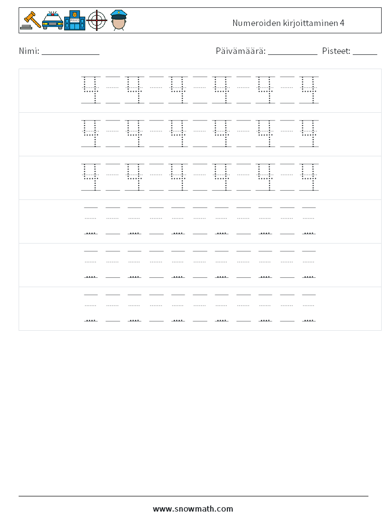 Numeroiden kirjoittaminen 4 Matematiikan laskentataulukot 20