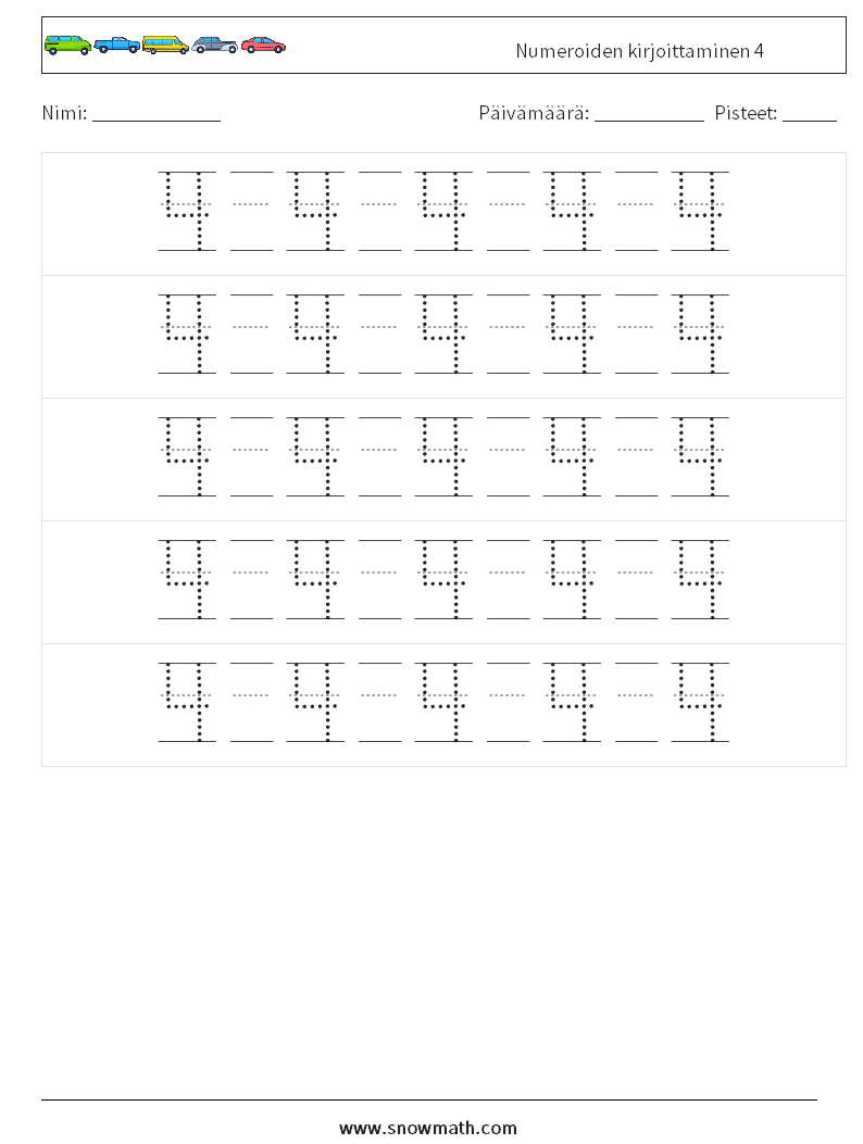 Numeroiden kirjoittaminen 4 Matematiikan laskentataulukot 22