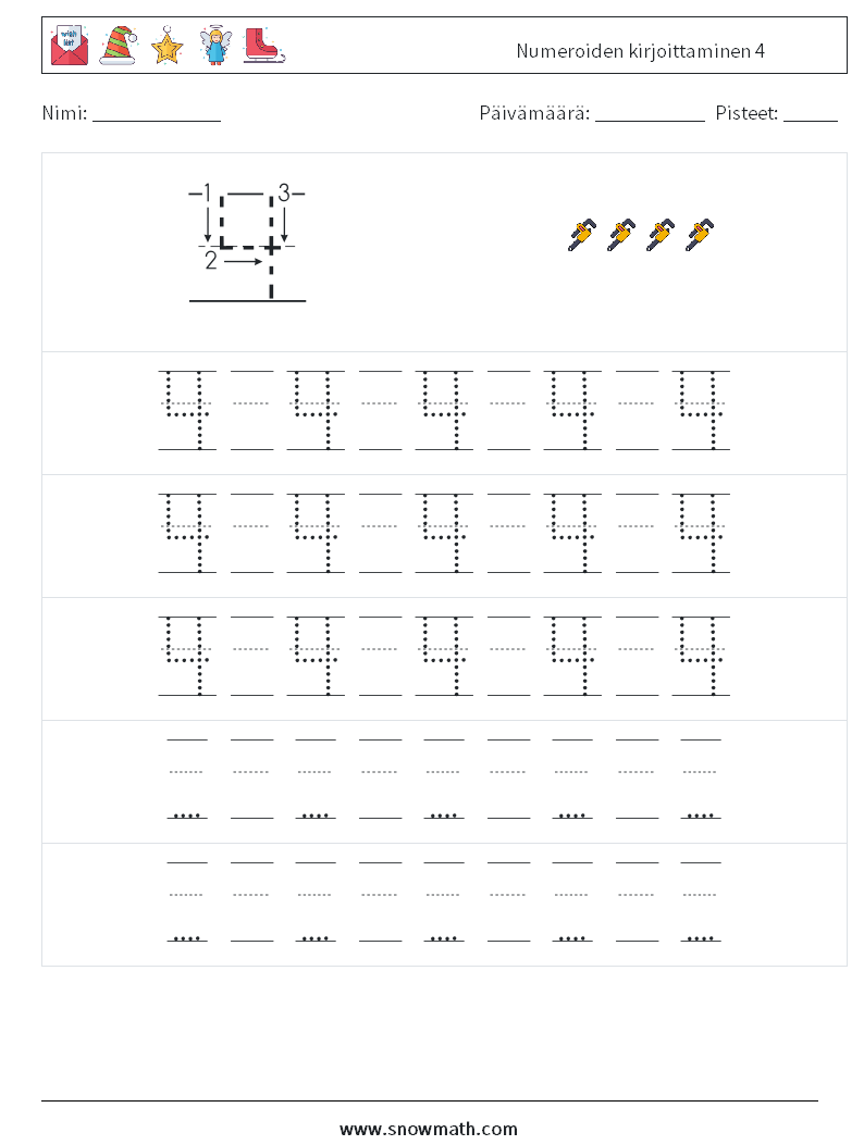 Numeroiden kirjoittaminen 4 Matematiikan laskentataulukot 23