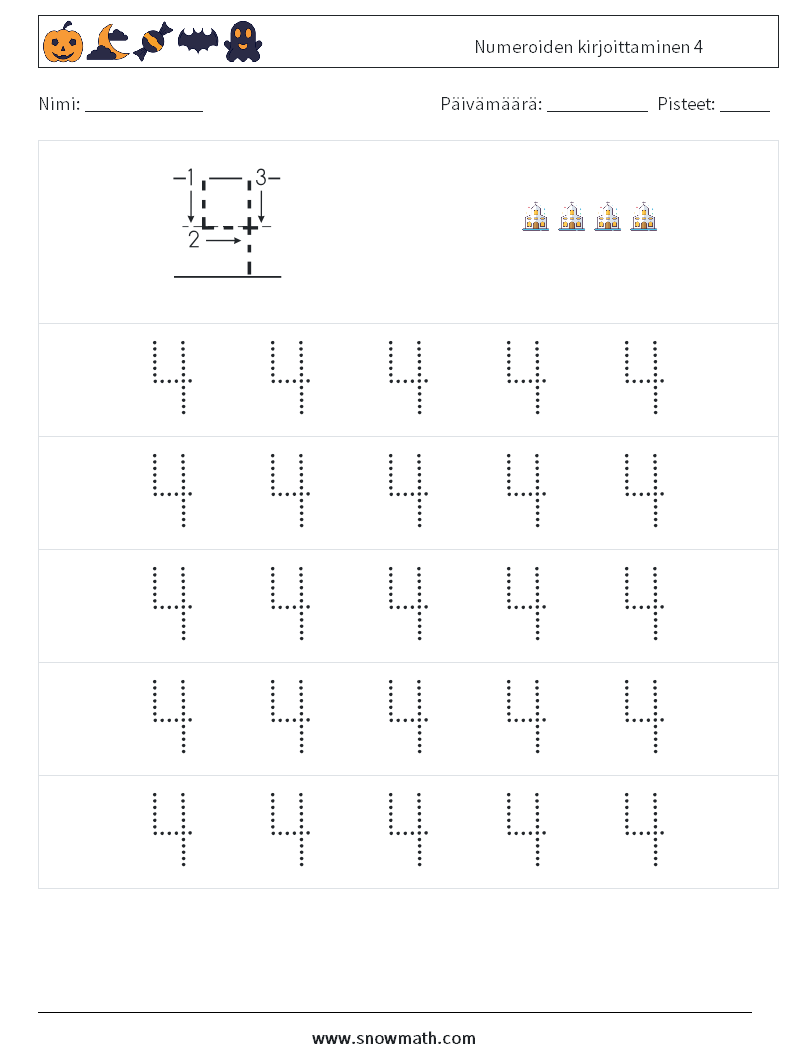 Numeroiden kirjoittaminen 4 Matematiikan laskentataulukot 9