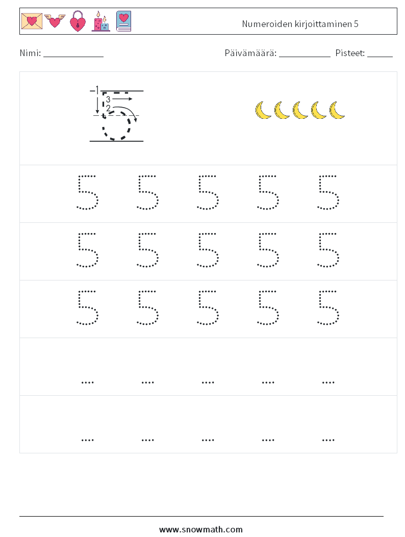 Numeroiden kirjoittaminen 5 Matematiikan laskentataulukot 11