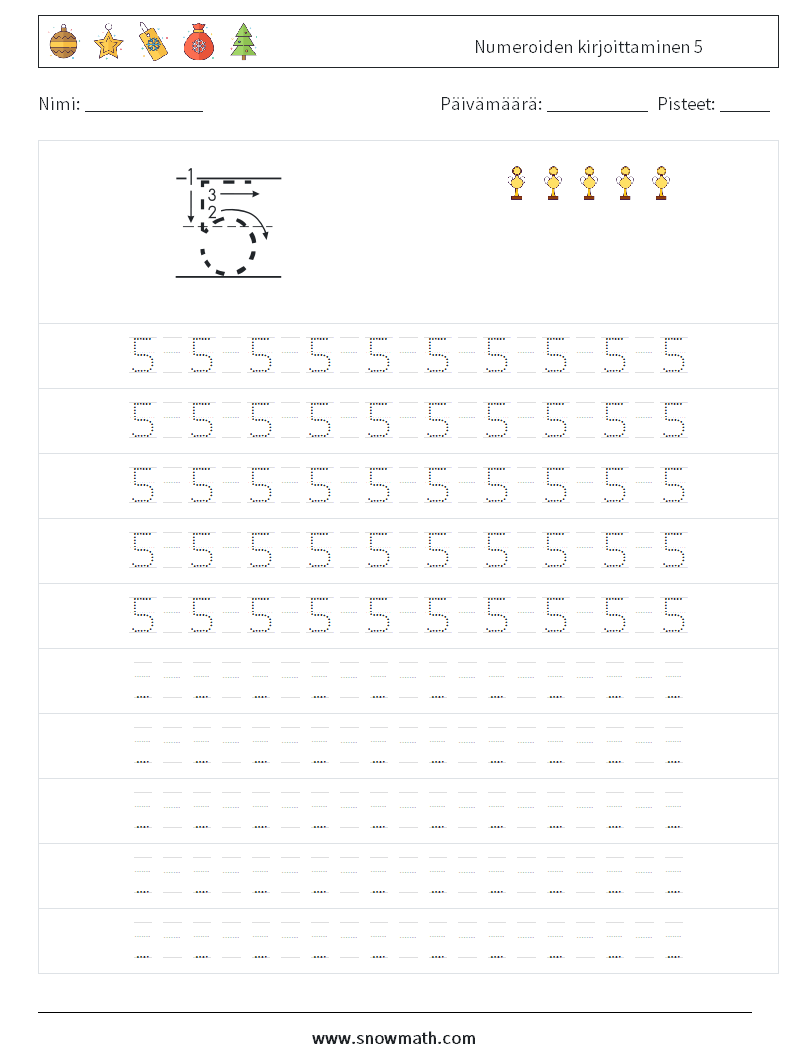 Numeroiden kirjoittaminen 5 Matematiikan laskentataulukot 15