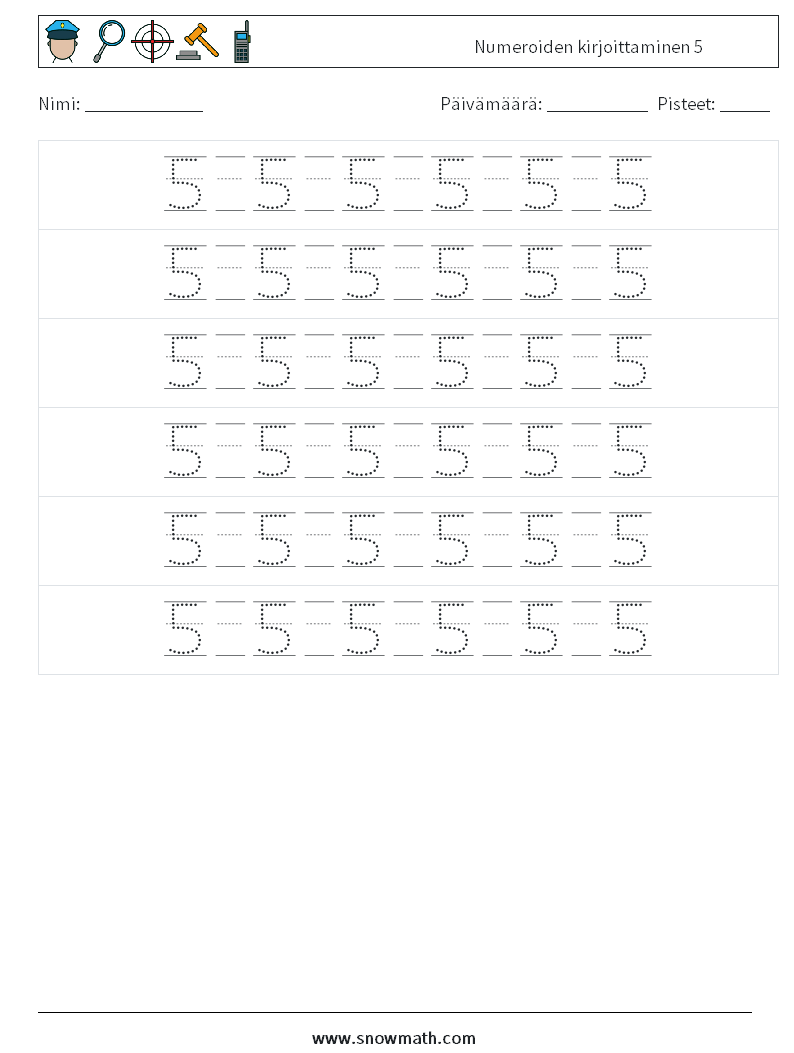 Numeroiden kirjoittaminen 5 Matematiikan laskentataulukot 18