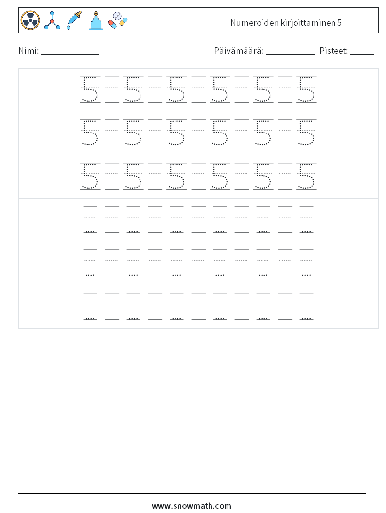 Numeroiden kirjoittaminen 5 Matematiikan laskentataulukot 20