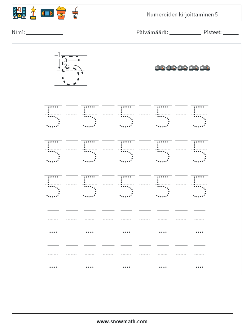 Numeroiden kirjoittaminen 5 Matematiikan laskentataulukot 23