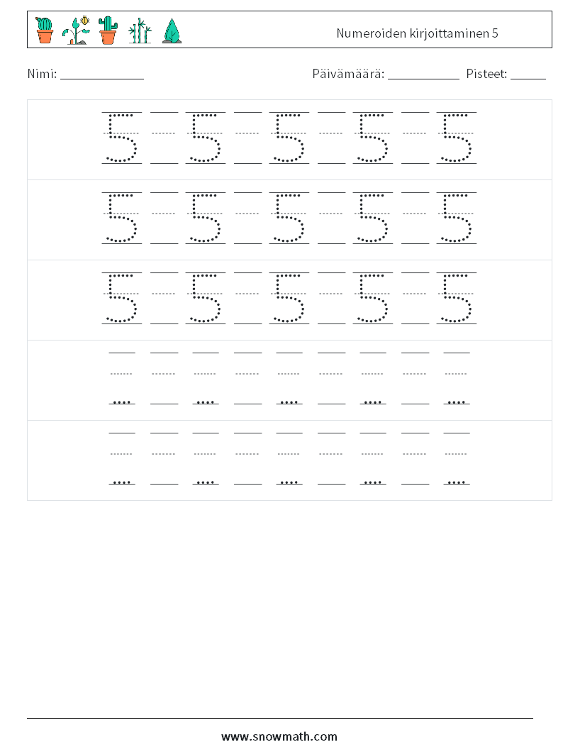 Numeroiden kirjoittaminen 5 Matematiikan laskentataulukot 24