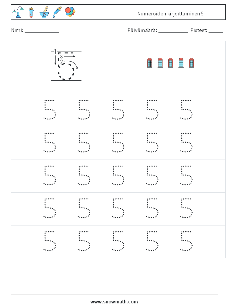 Numeroiden kirjoittaminen 5 Matematiikan laskentataulukot 9