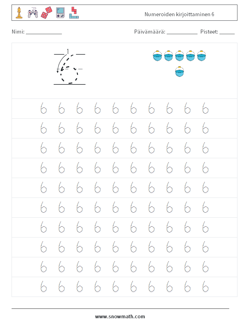 Numeroiden kirjoittaminen 6