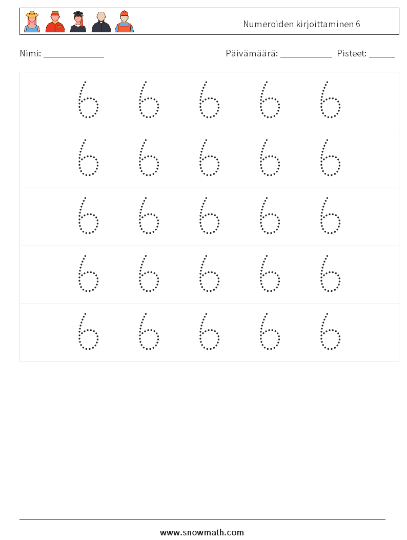 Numeroiden kirjoittaminen 6 Matematiikan laskentataulukot 10