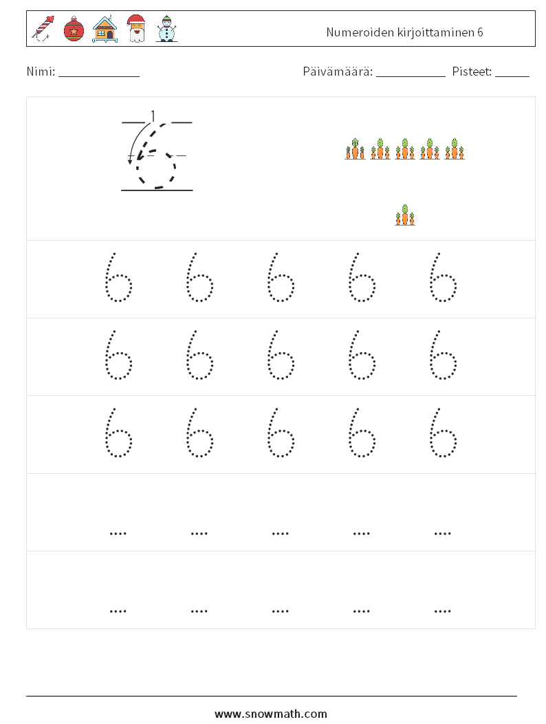 Numeroiden kirjoittaminen 6 Matematiikan laskentataulukot 11