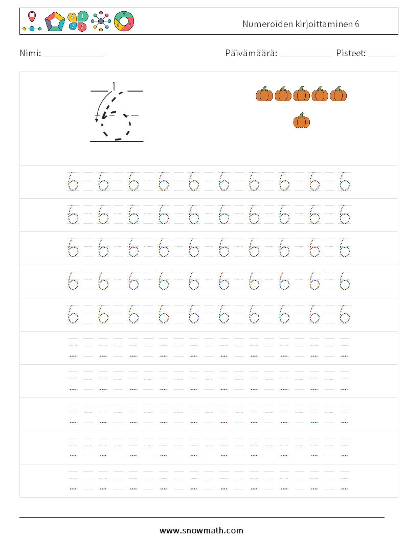 Numeroiden kirjoittaminen 6 Matematiikan laskentataulukot 15