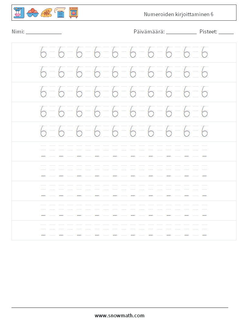 Numeroiden kirjoittaminen 6 Matematiikan laskentataulukot 16