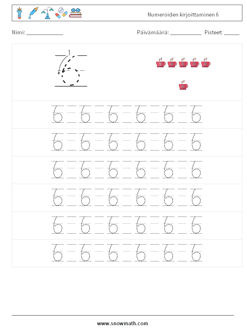 Numeroiden kirjoittaminen 6 Matematiikan laskentataulukot 17