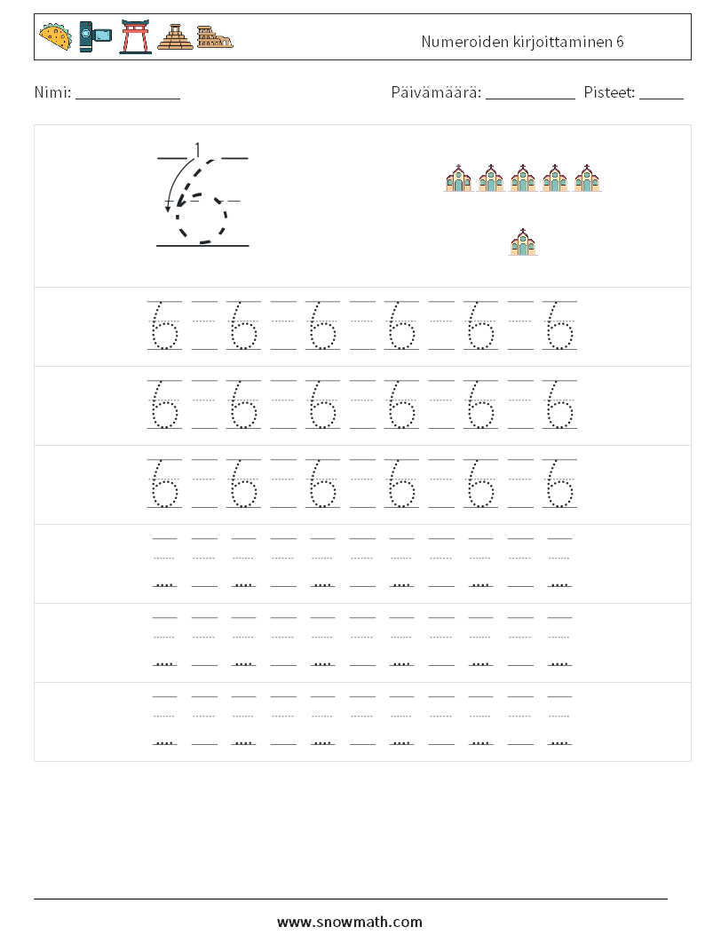 Numeroiden kirjoittaminen 6 Matematiikan laskentataulukot 19