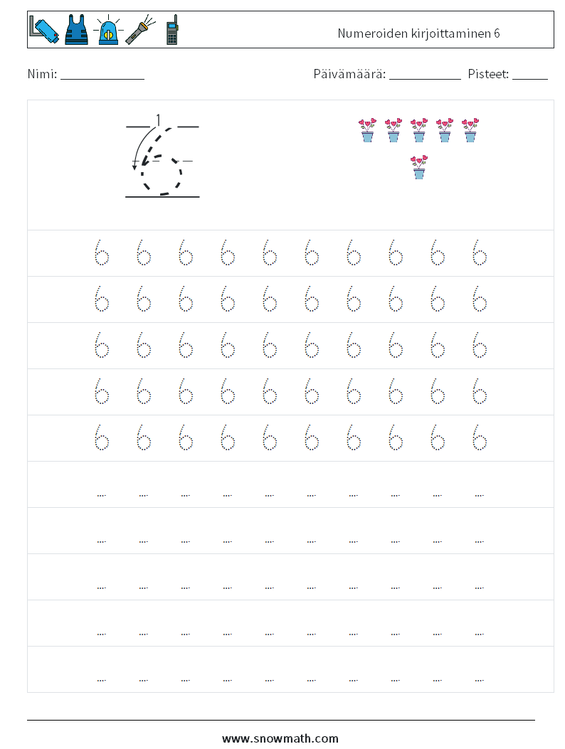 Numeroiden kirjoittaminen 6 Matematiikan laskentataulukot 3