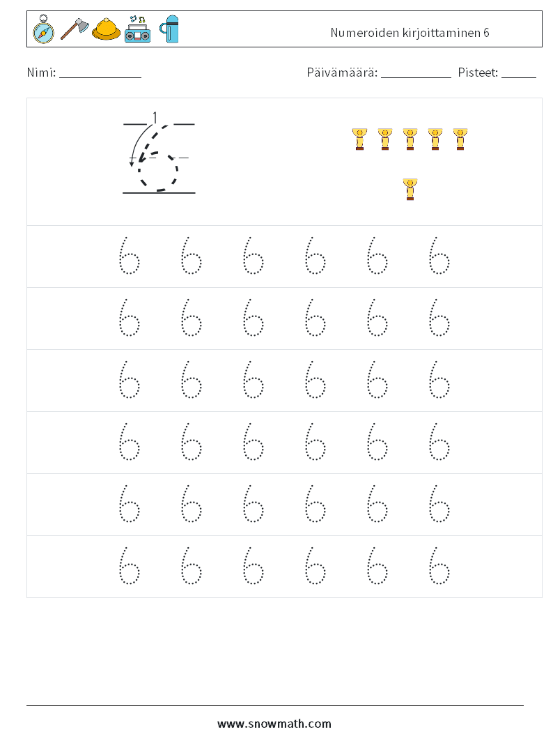 Numeroiden kirjoittaminen 6 Matematiikan laskentataulukot 5