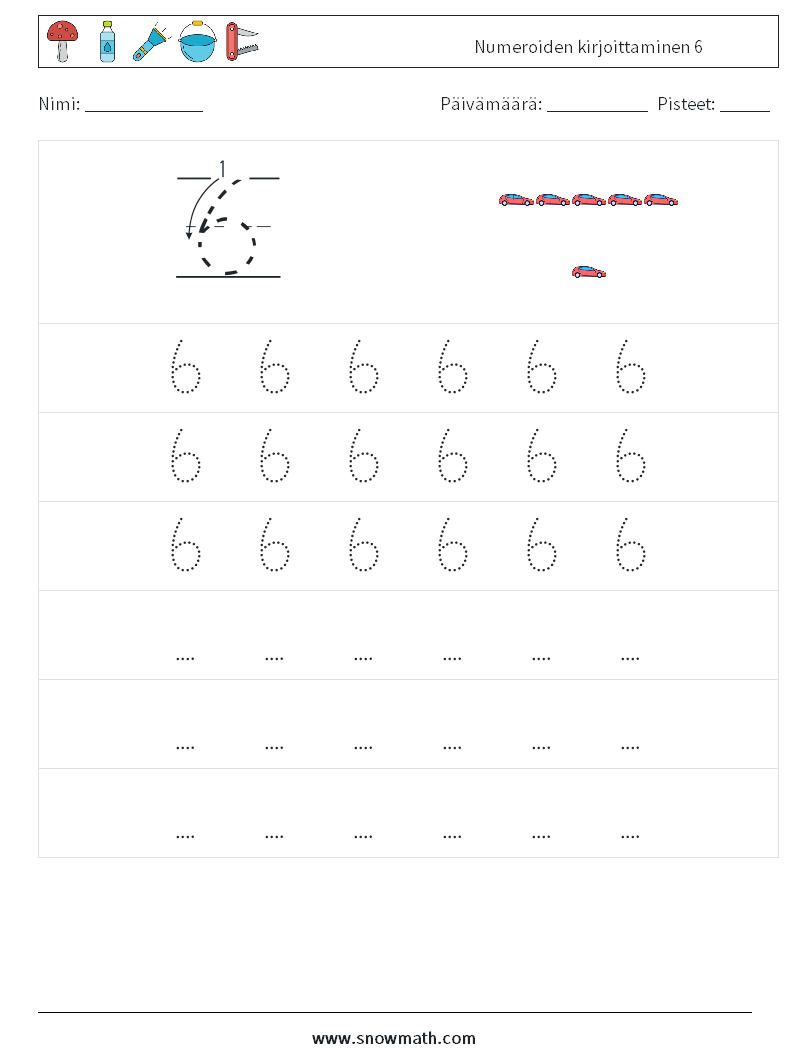 Numeroiden kirjoittaminen 6 Matematiikan laskentataulukot 7