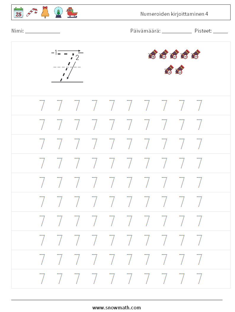 Numeroiden kirjoittaminen 4