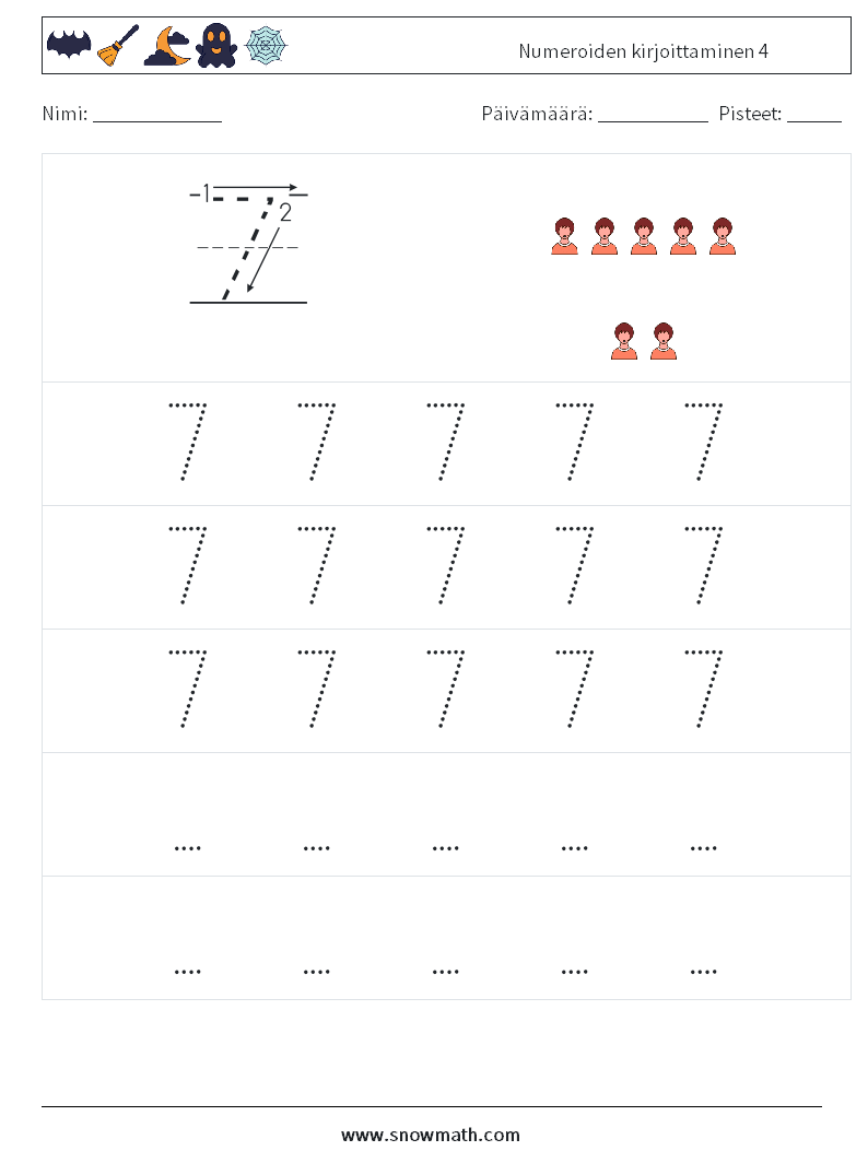 Numeroiden kirjoittaminen 4 Matematiikan laskentataulukot 11