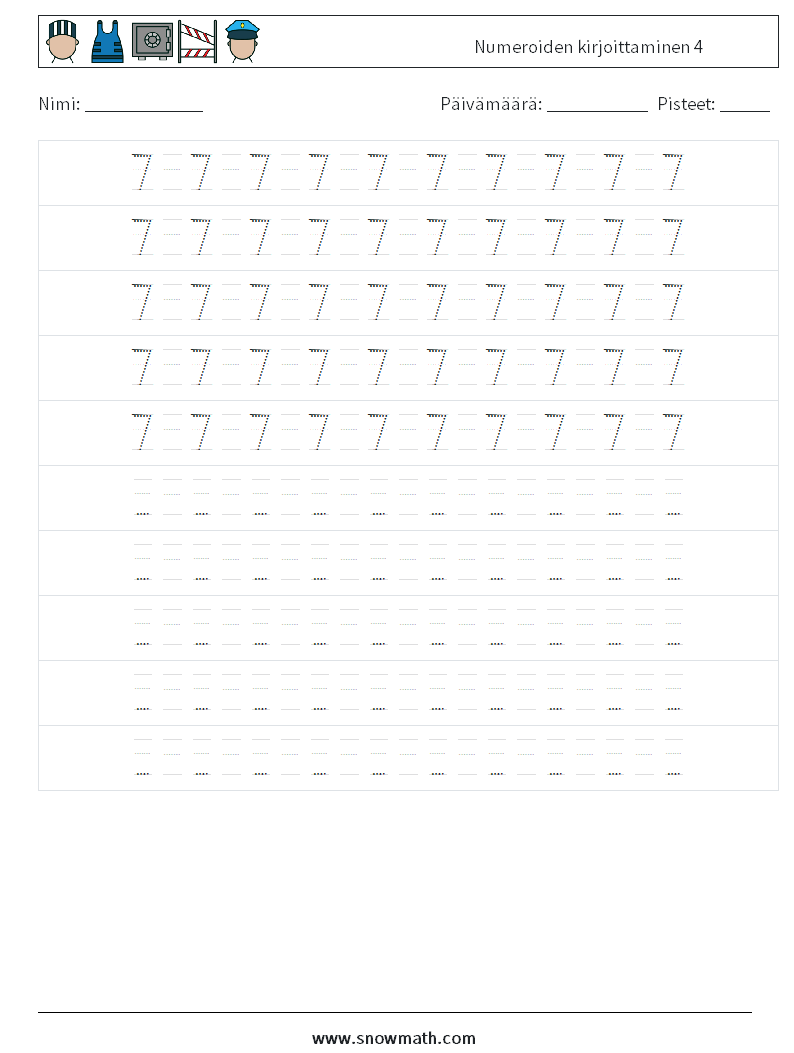 Numeroiden kirjoittaminen 4 Matematiikan laskentataulukot 16