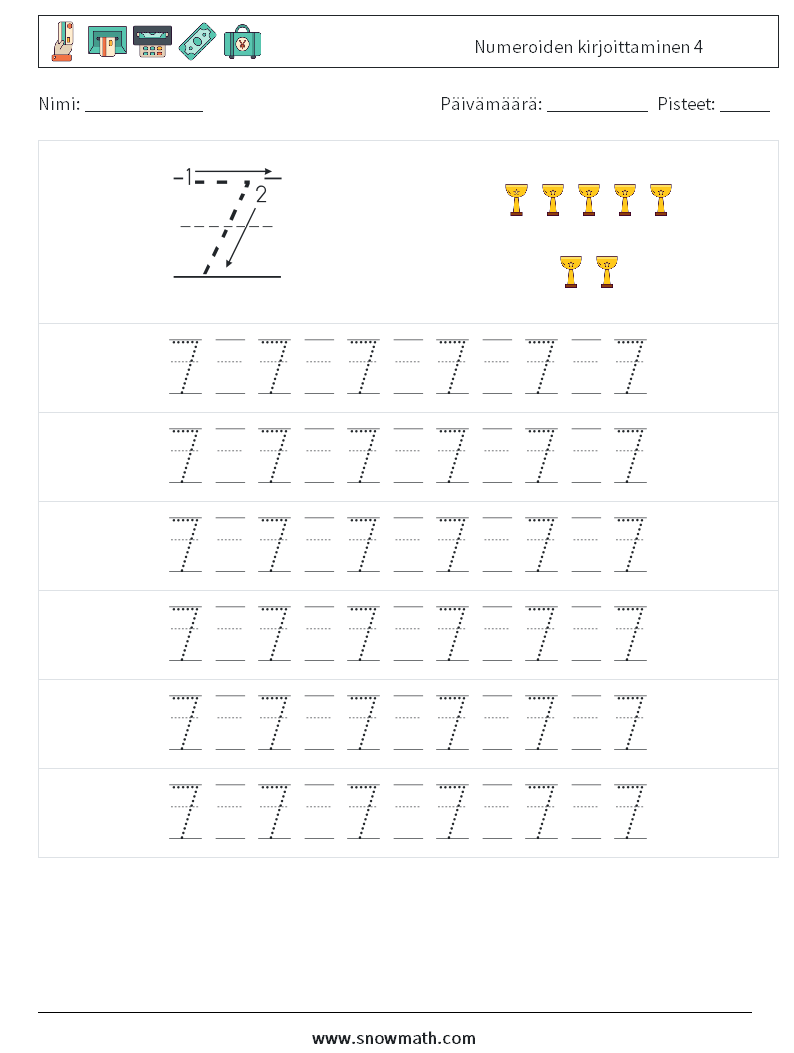 Numeroiden kirjoittaminen 4 Matematiikan laskentataulukot 17