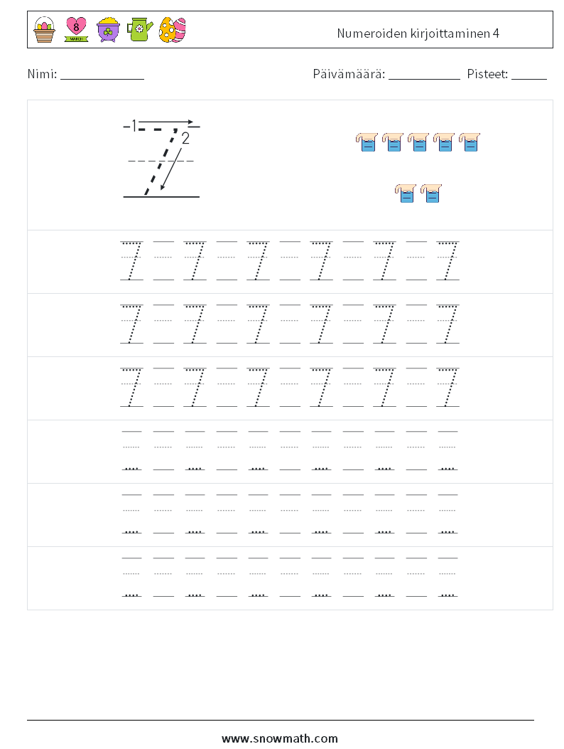 Numeroiden kirjoittaminen 4 Matematiikan laskentataulukot 19