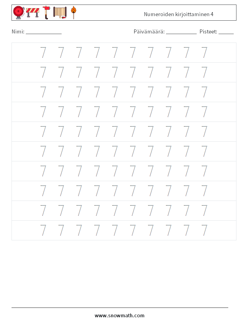 Numeroiden kirjoittaminen 4 Matematiikan laskentataulukot 2