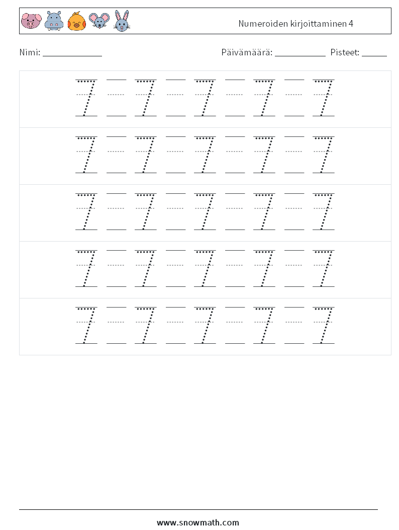 Numeroiden kirjoittaminen 4 Matematiikan laskentataulukot 22